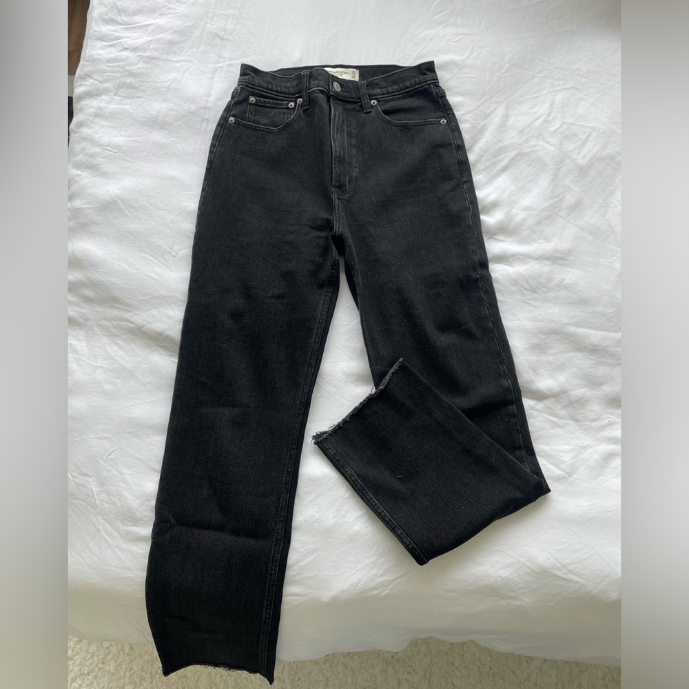 Abercrombie, Ankle Straight Ultra High Rise (no rips), Size 4L